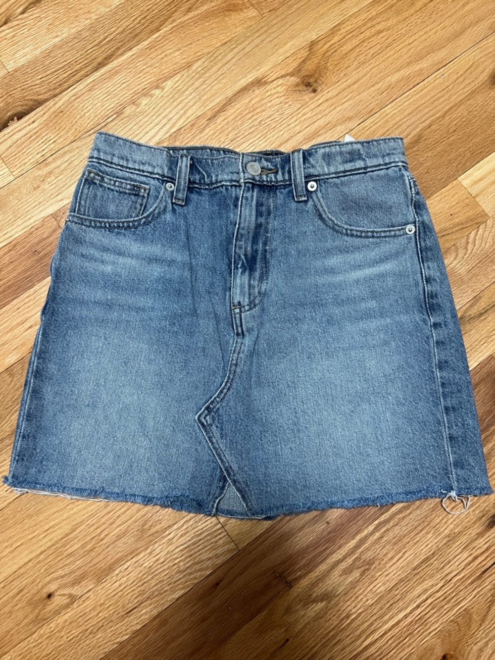 Lucky Brand Medium Blue Denim Mini Skirt with Raw Hem